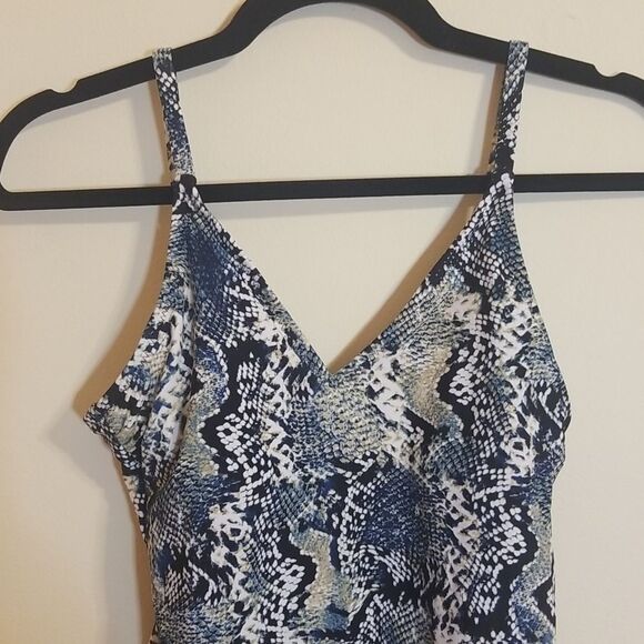 Shade & Shore blue python print one piece swimsuit size Small - Picture 3 of 9